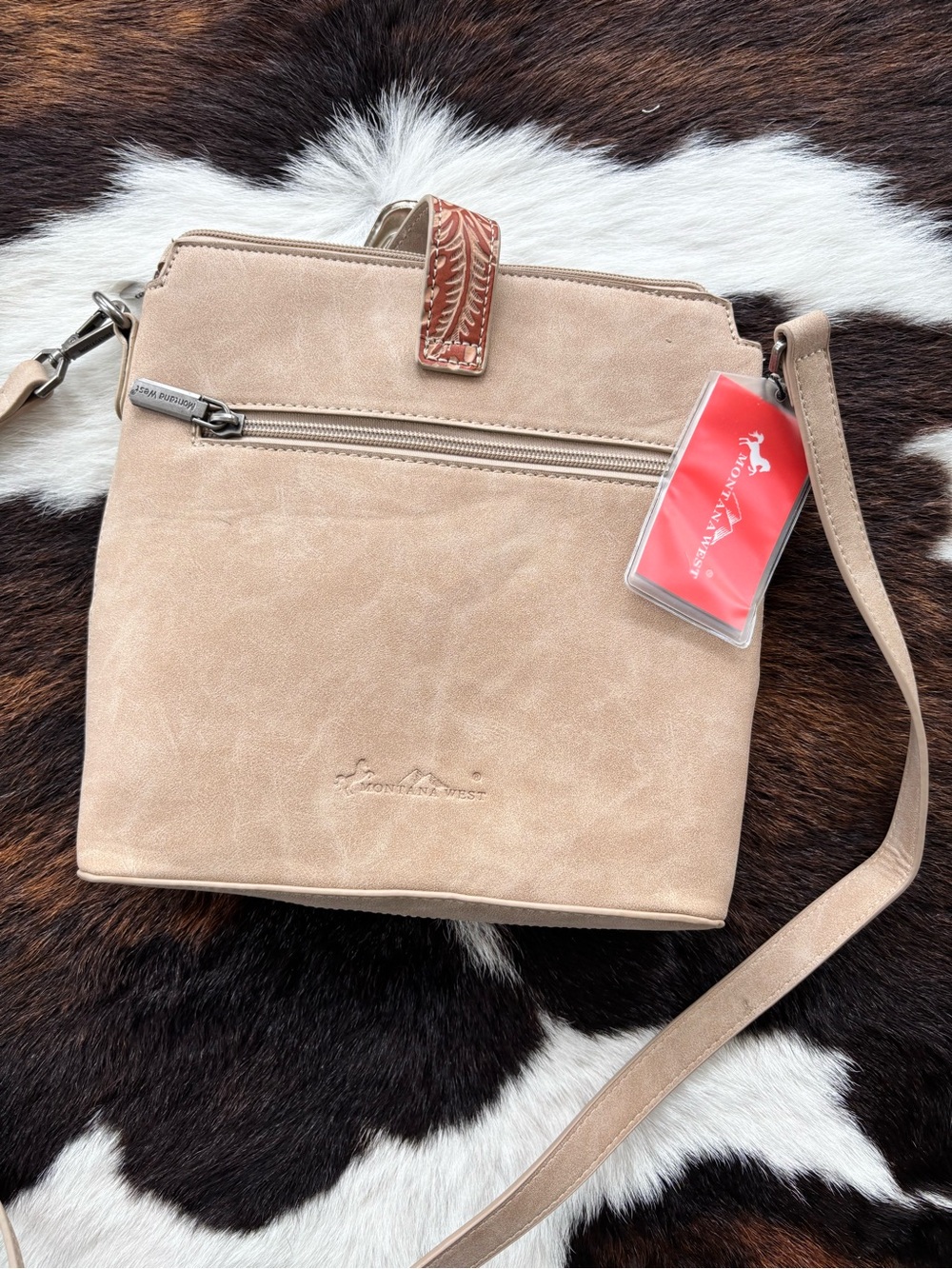 Montana West Beige/Tan Western Tooled Crossbody with Wallet Set - Picture 4 of 4